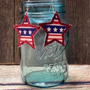 Stars and stripes faux leather earrings